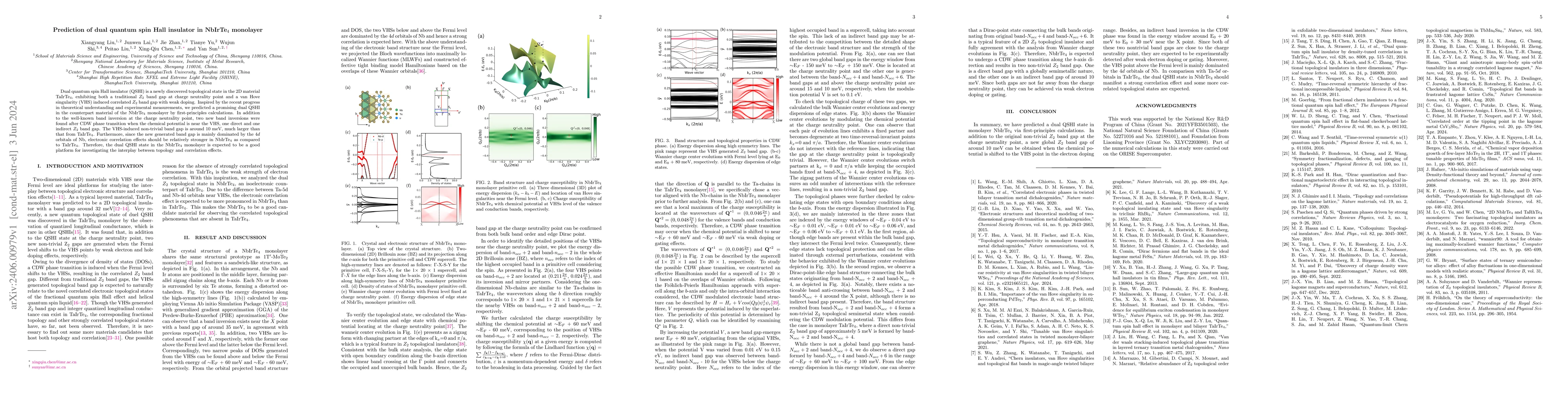 Thumbnail for Prediction of dual quantum spin Hall insulator in NbIrTe$_4$ monolayer