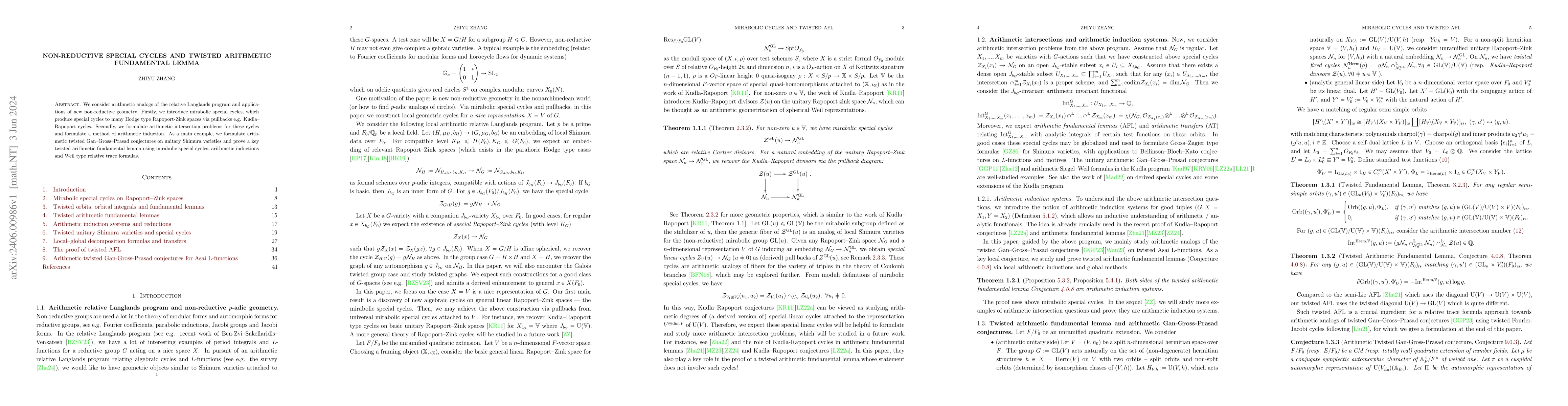 Thumbnail for Non-reductive special cycles and Twisted Arithmetic Fundamental Lemma