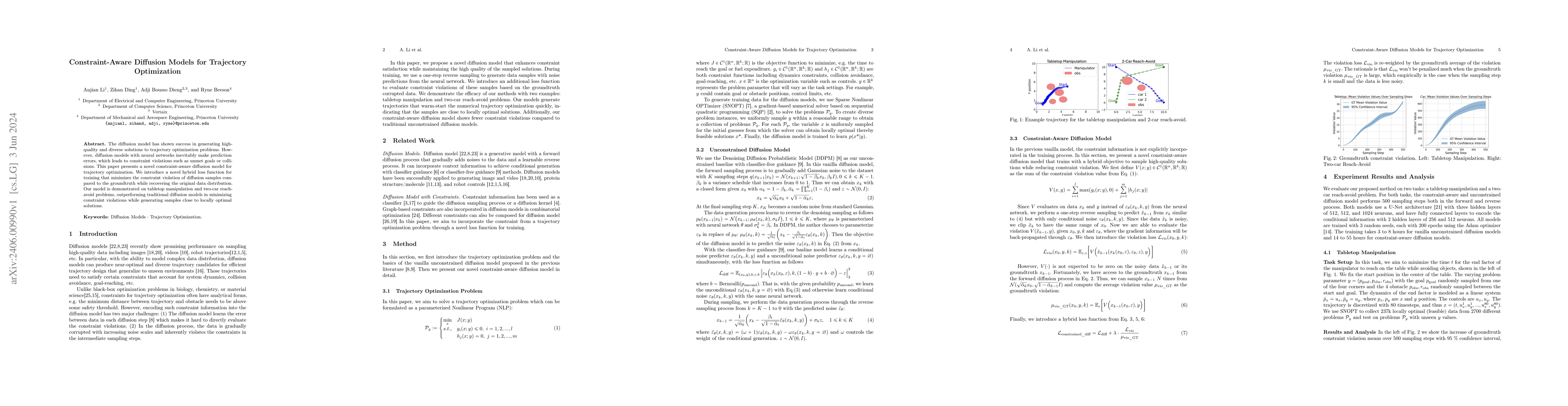 Thumbnail for Constraint-Aware Diffusion Models for Trajectory Optimization