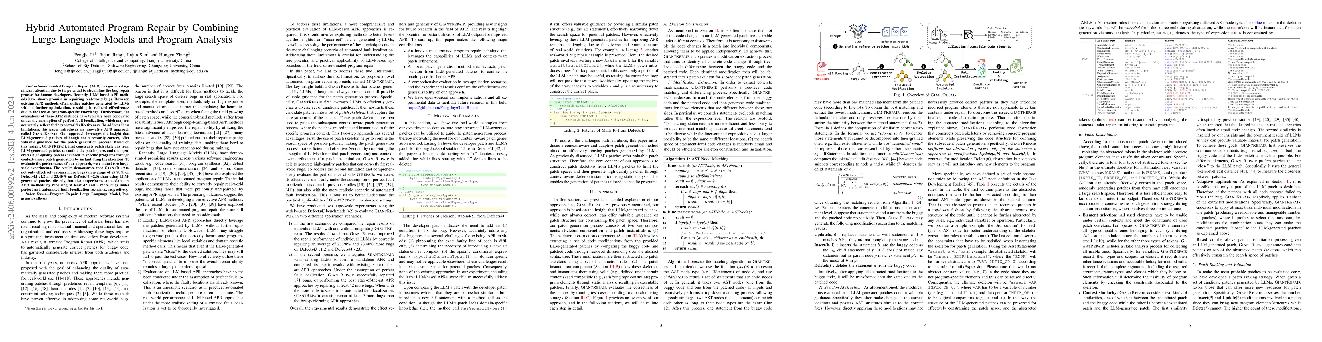 Thumbnail for Hybrid Automated Program Repair by Combining Large Language Models and
  Program Analysis