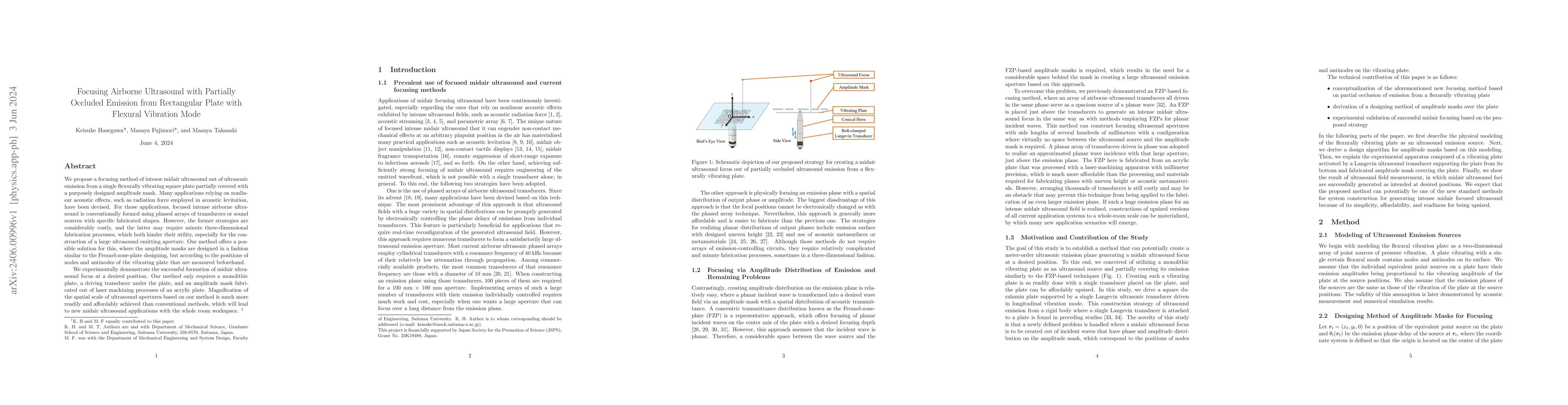 Thumbnail for Focusing Airborne Ultrasound with Partially Occluded Emission from
  Rectangular Plate with Flexural Vibration Mode