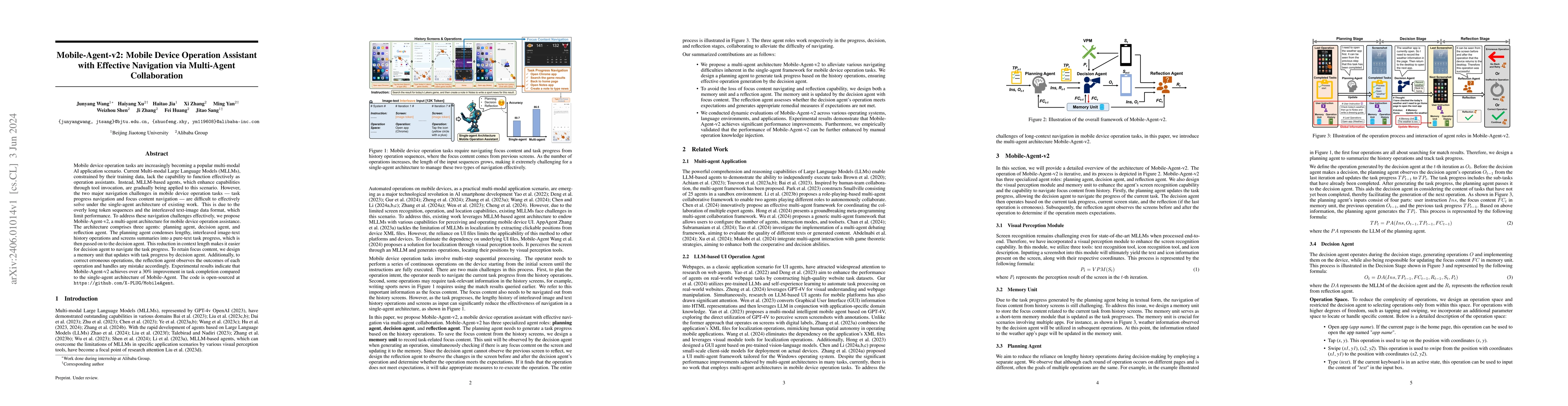 Thumbnail for Mobile-Agent-v2: Mobile Device Operation Assistant with Effective
  Navigation via Multi-Agent Collaboration