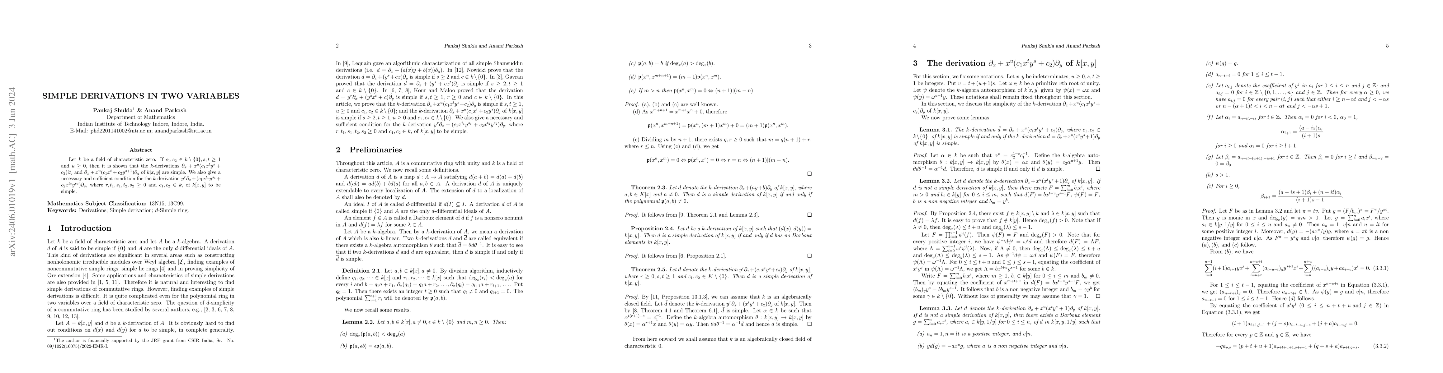 Thumbnail for Simple derivations in two variables