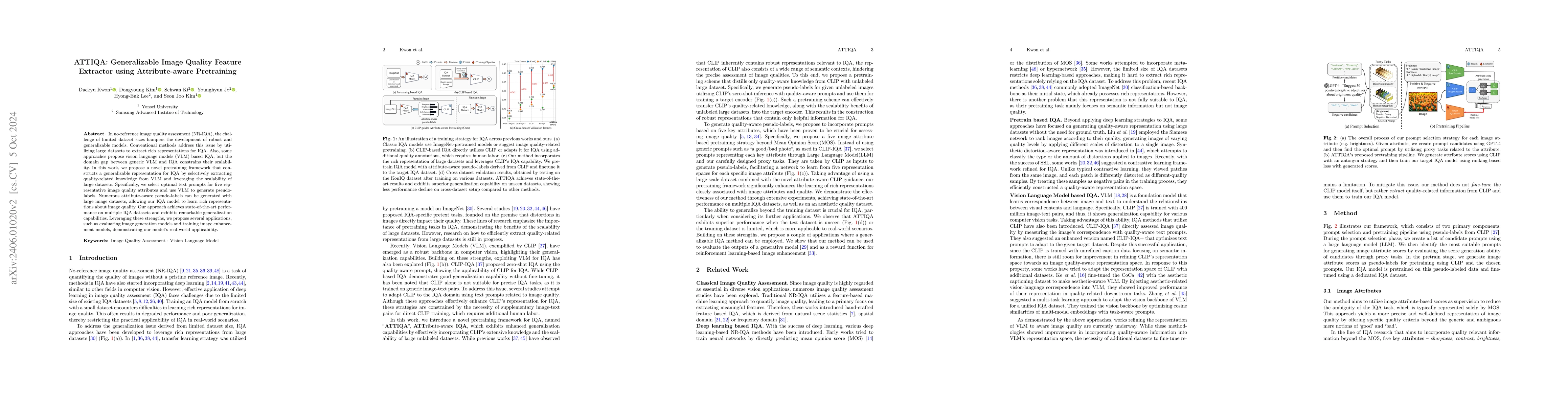 Thumbnail for CLIP-Guided Attribute Aware Pretraining for Generalizable Image Quality
  Assessment