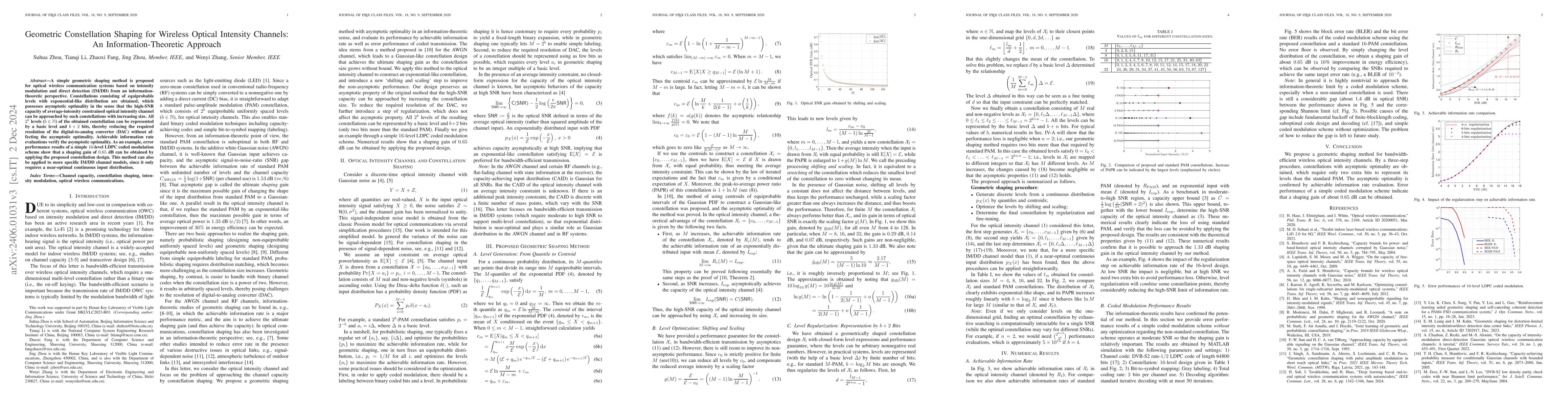 Thumbnail for Geometric constellation shaping for wireless optical intensity channels