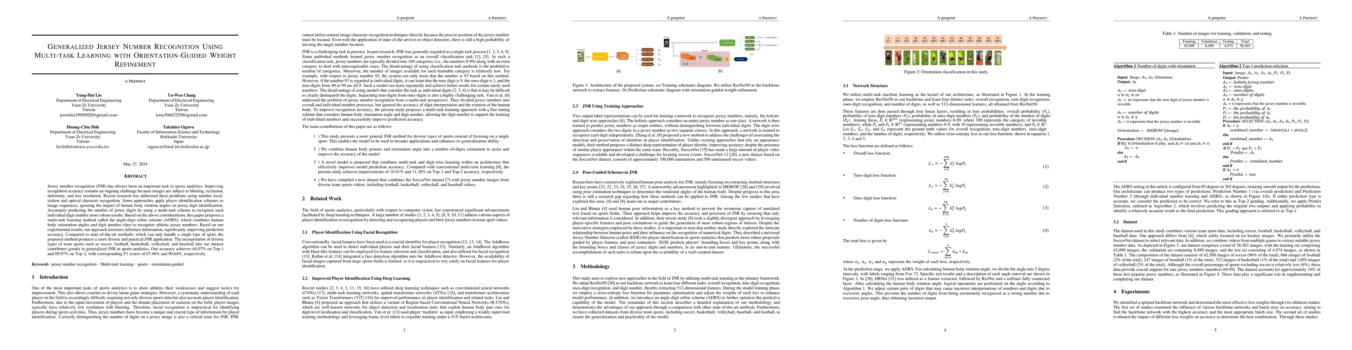 Thumbnail for Generalized Jersey Number Recognition Using Multi-task Learning With
  Orientation-guided Weight Refinement