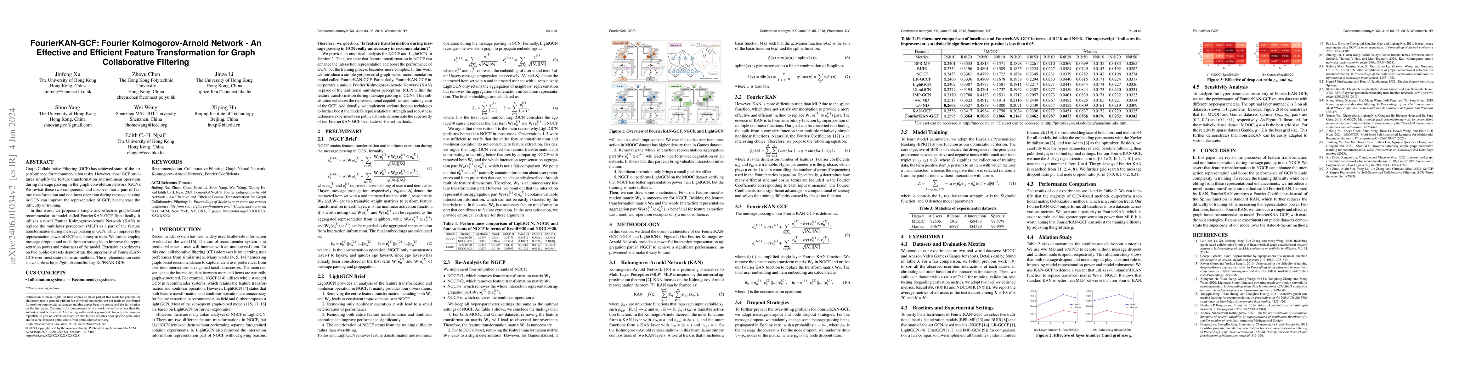 Thumbnail for FourierKAN-GCF: Fourier Kolmogorov-Arnold Network -- An Effective and
  Efficient Feature Transformation for Graph Collaborative Filtering