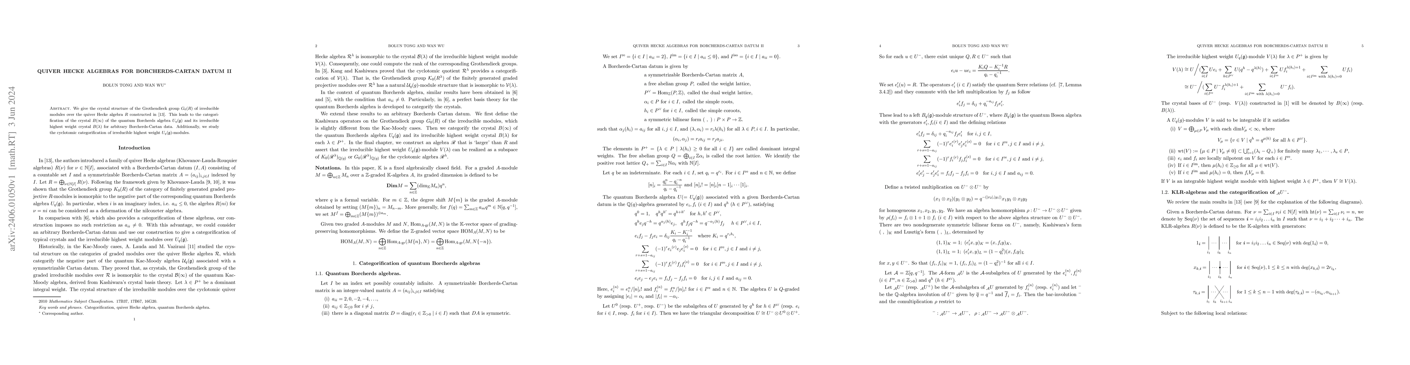 Thumbnail for Quiver Hecke algebras for Borcherds-Cartan datum II