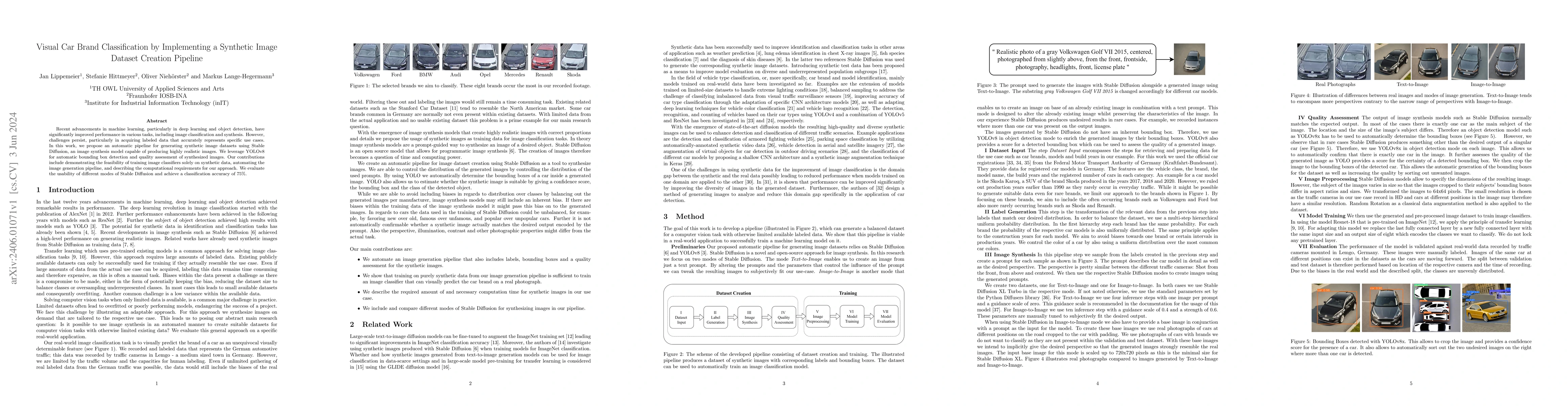 Thumbnail for Visual Car Brand Classification by Implementing a Synthetic Image
  Dataset Creation Pipeline