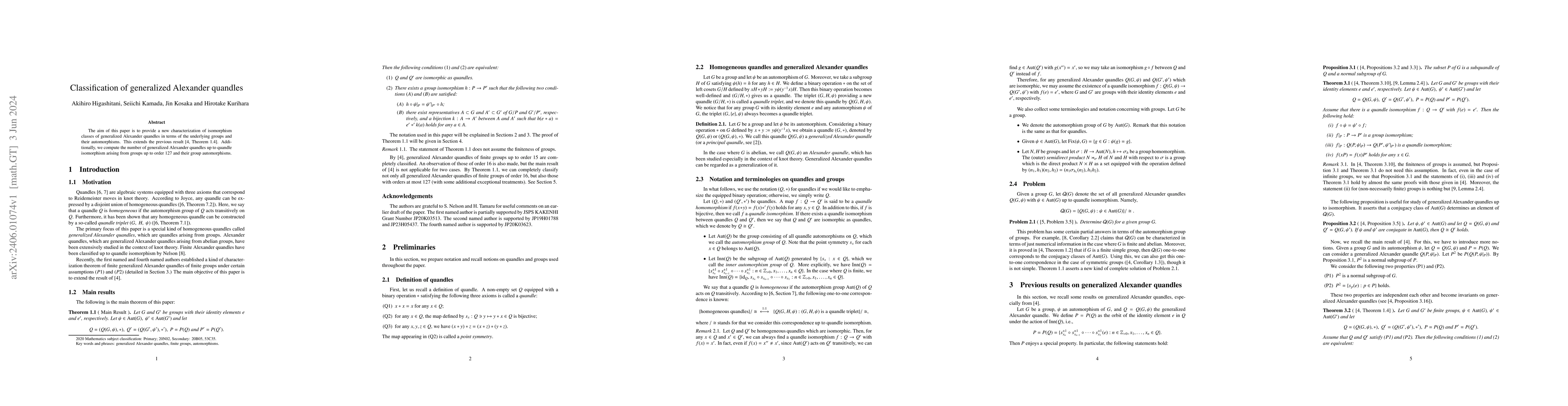 Thumbnail for Classification of generalized Alexander quandles