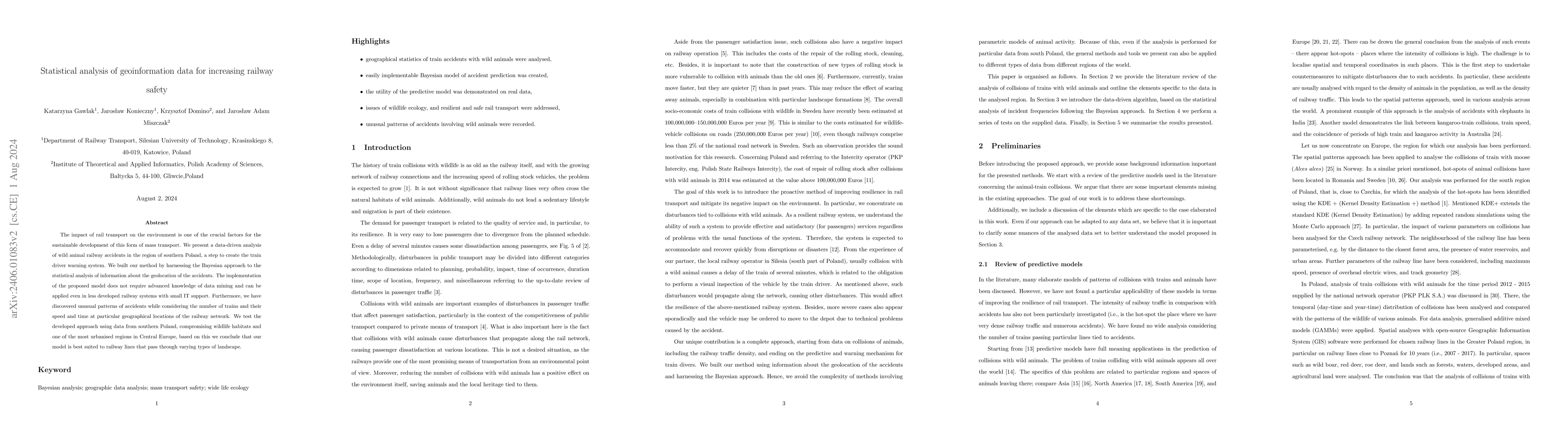 Thumbnail for Statistical analysis of geoinformation data for increasing railway
  safety