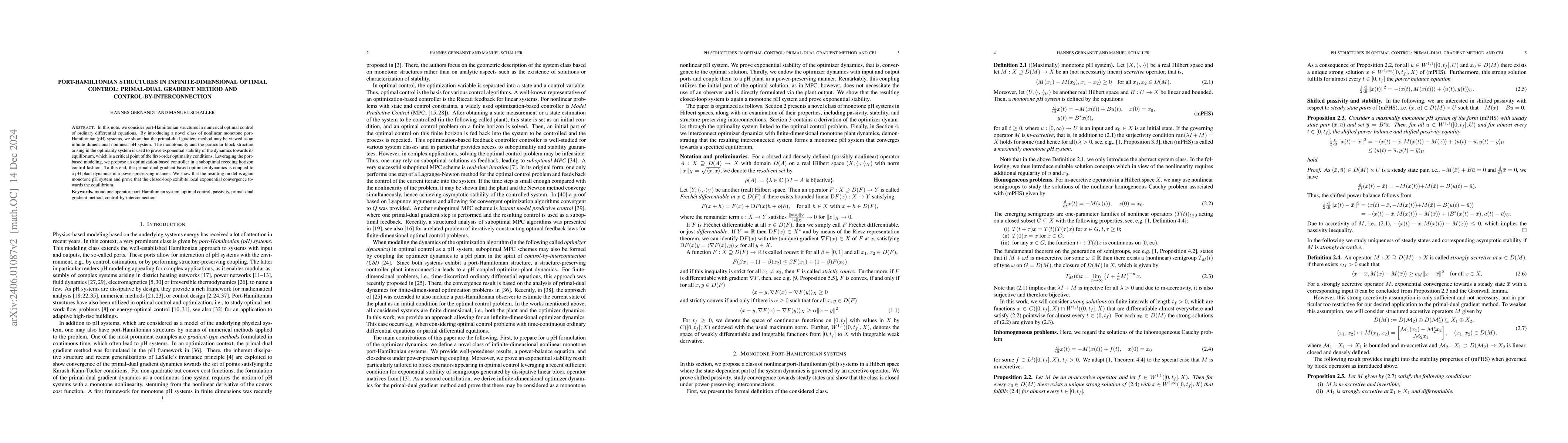 Thumbnail for Port-Hamiltonian structures in infinite-dimensional optimal control:
  Primal-Dual gradient method and control-by-interconnection