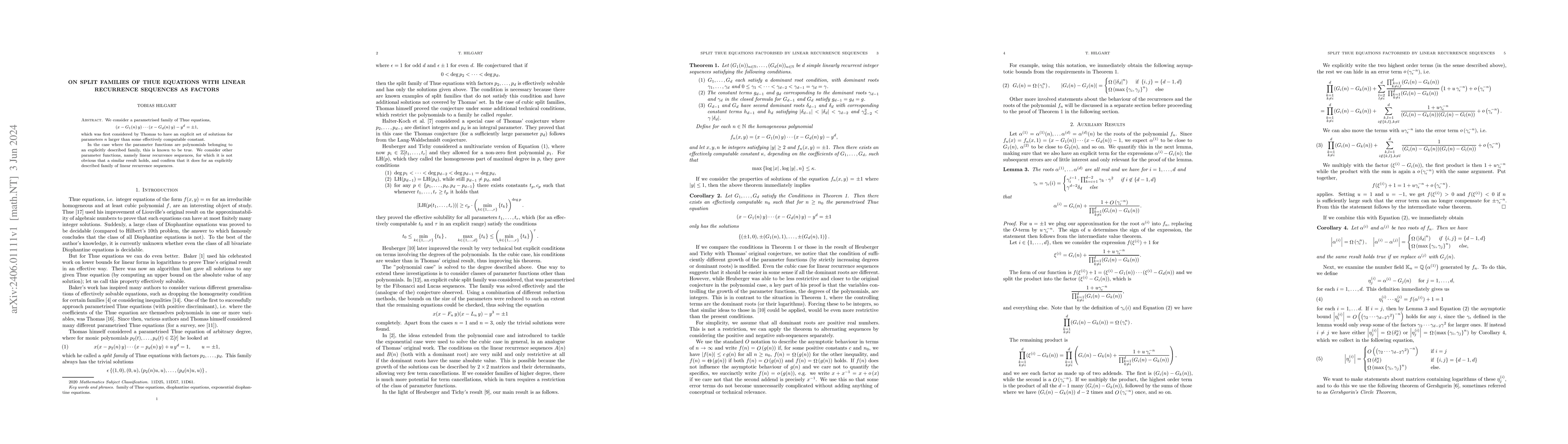Thumbnail for On split families of Thue equations with linear recurrence sequences as
  factors