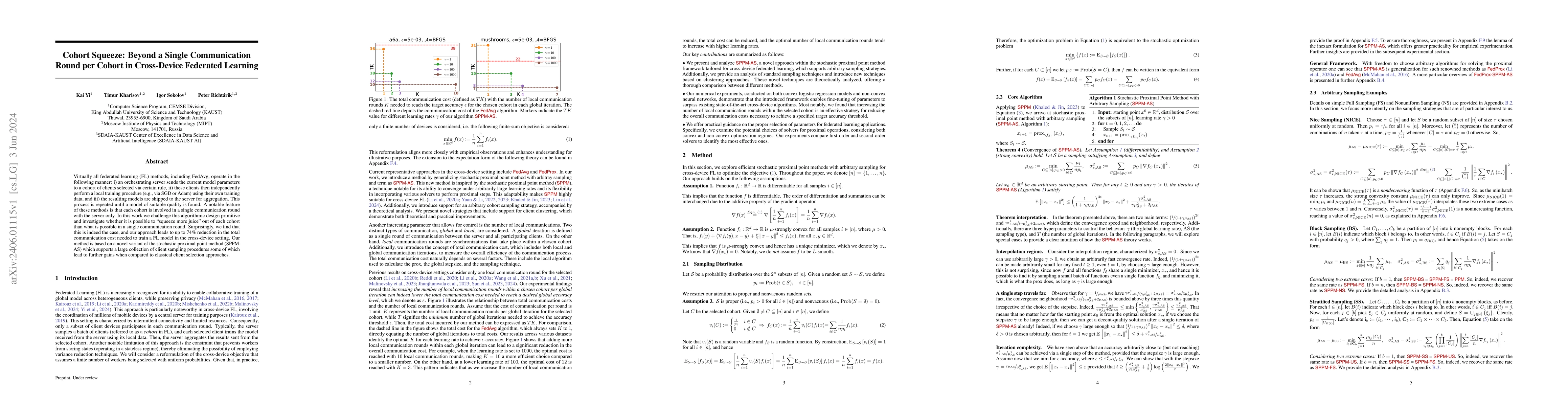 Thumbnail for Cohort Squeeze: Beyond a Single Communication Round per Cohort in
  Cross-Device Federated Learning