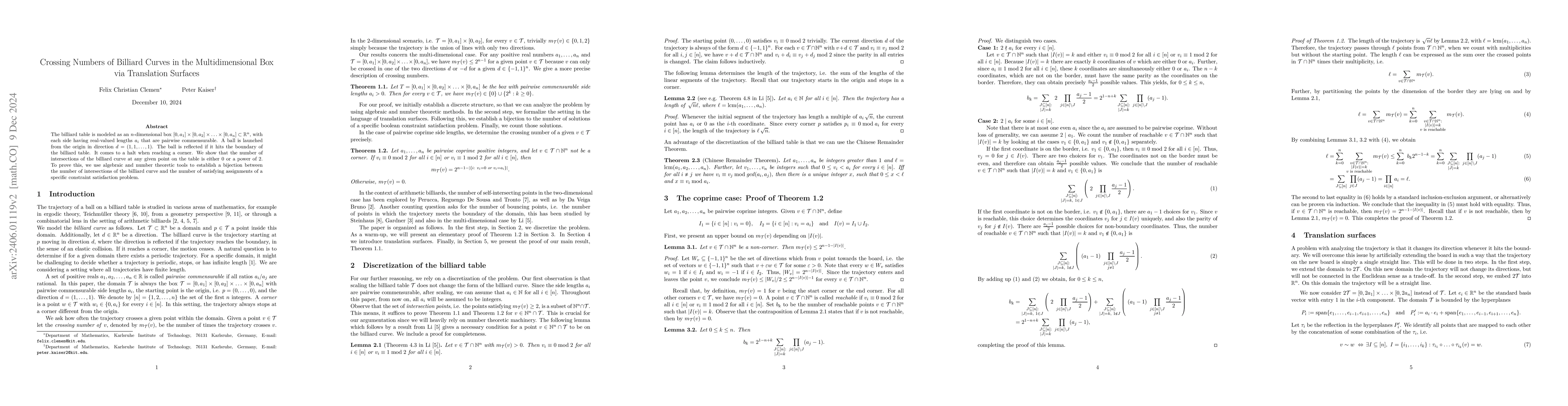 Thumbnail for Crossing Numbers of Billiard Curves in the Multidimensional Box via
  Translation Surfaces