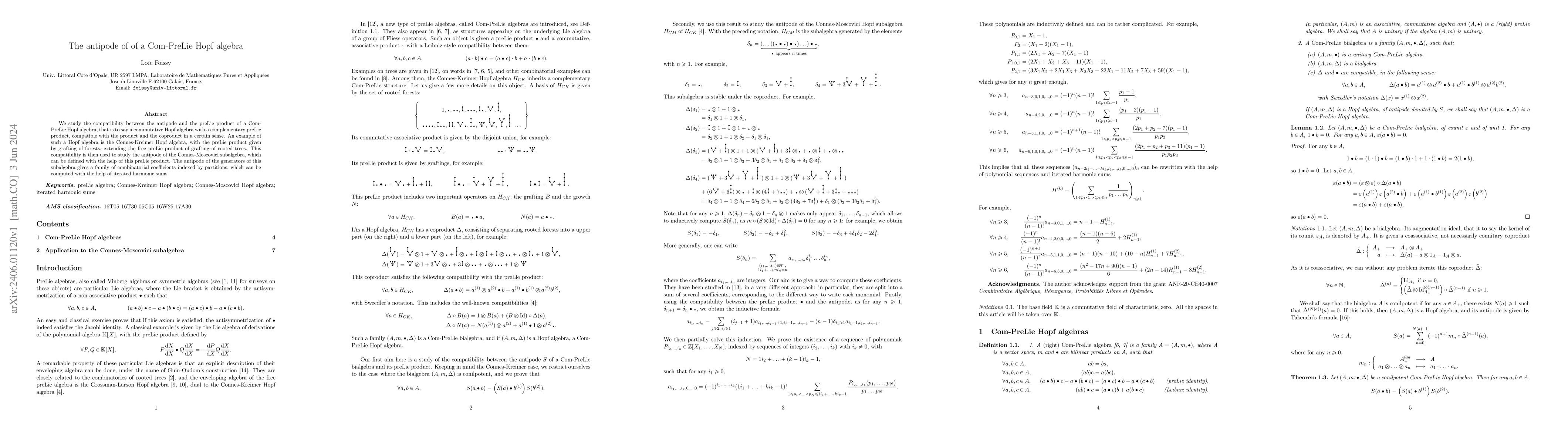 Thumbnail for The antipode of of a Com-PreLie Hopf algebra