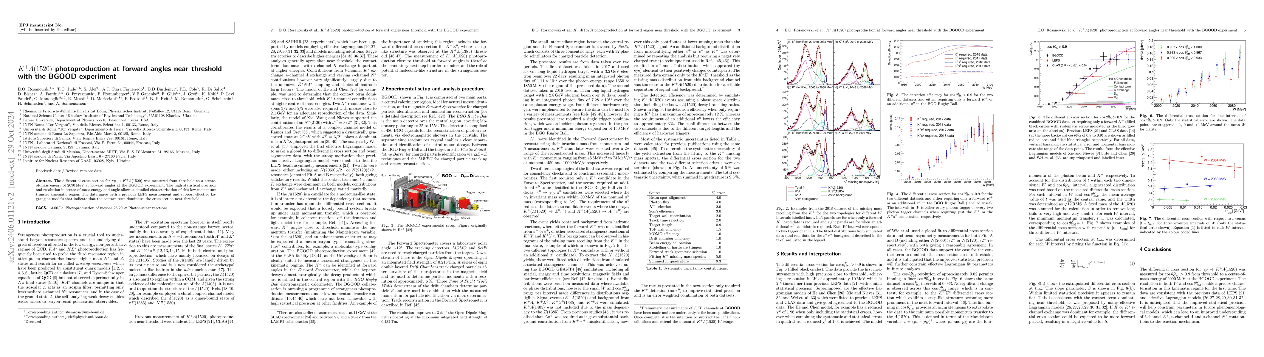 Thumbnail for $K^+\Lambda(1520)$ photoproduction at forward angles near threshold with
  the BGOOD experiment
