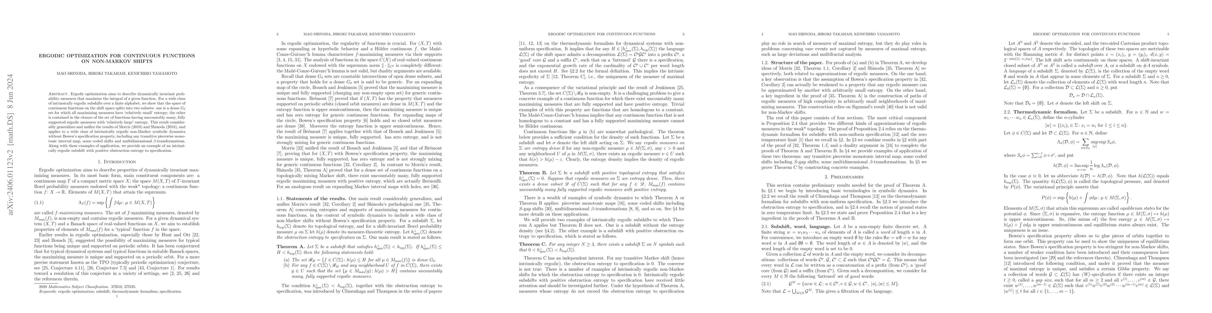 Thumbnail for Ergodic optimization for continuous functions on non-Markov shifts