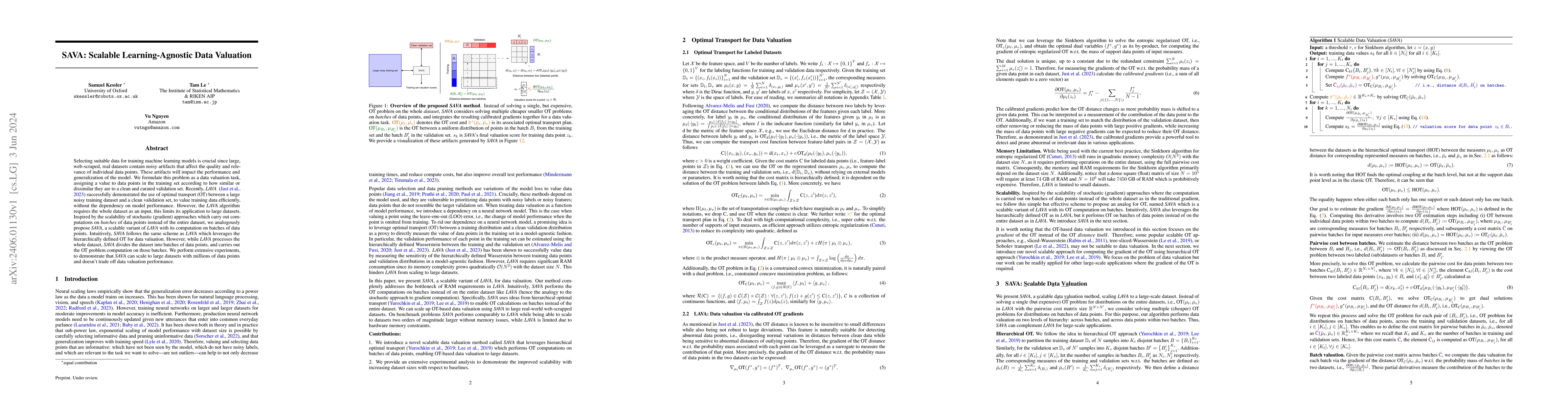 Thumbnail for SAVA: Scalable Learning-Agnostic Data Valuation
