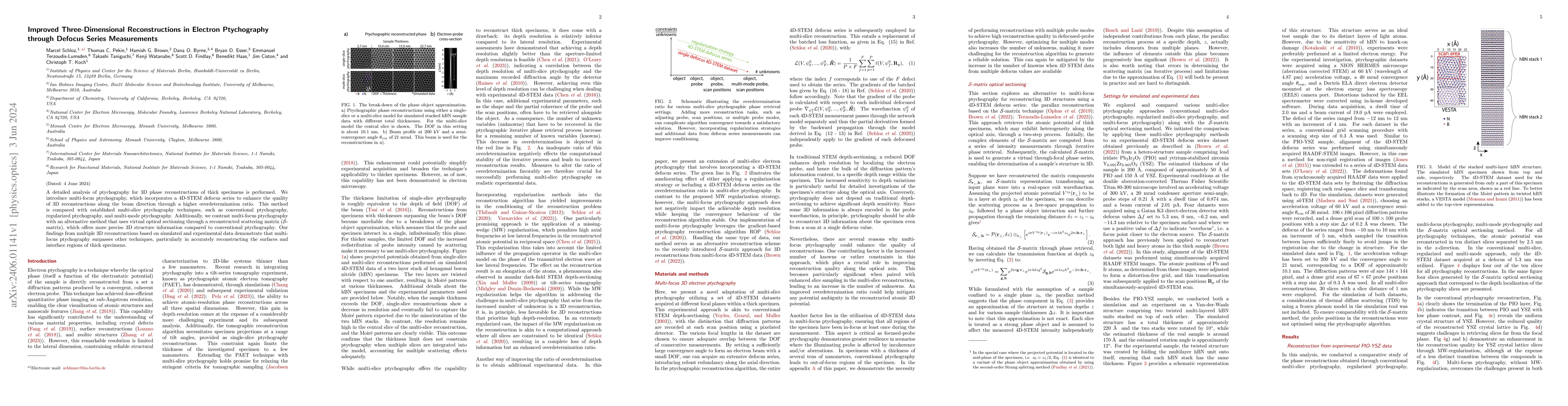Thumbnail for Improved Three-Dimensional Reconstructions in Electron Ptychography
  through Defocus Series Measurements