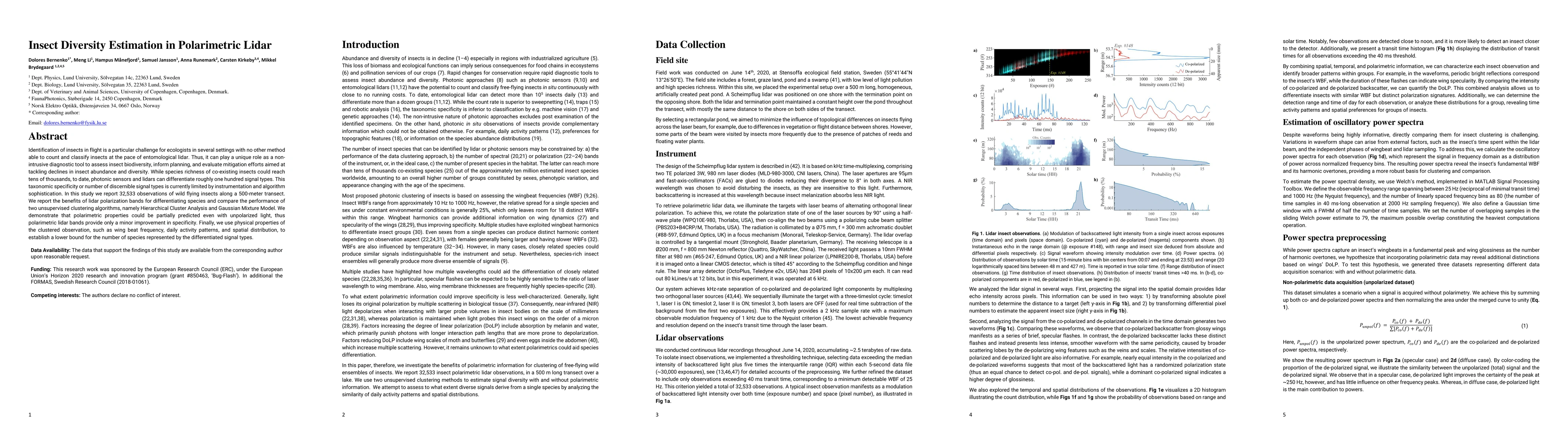 Thumbnail for Insect Diversity Estimation in Polarimetric Lidar