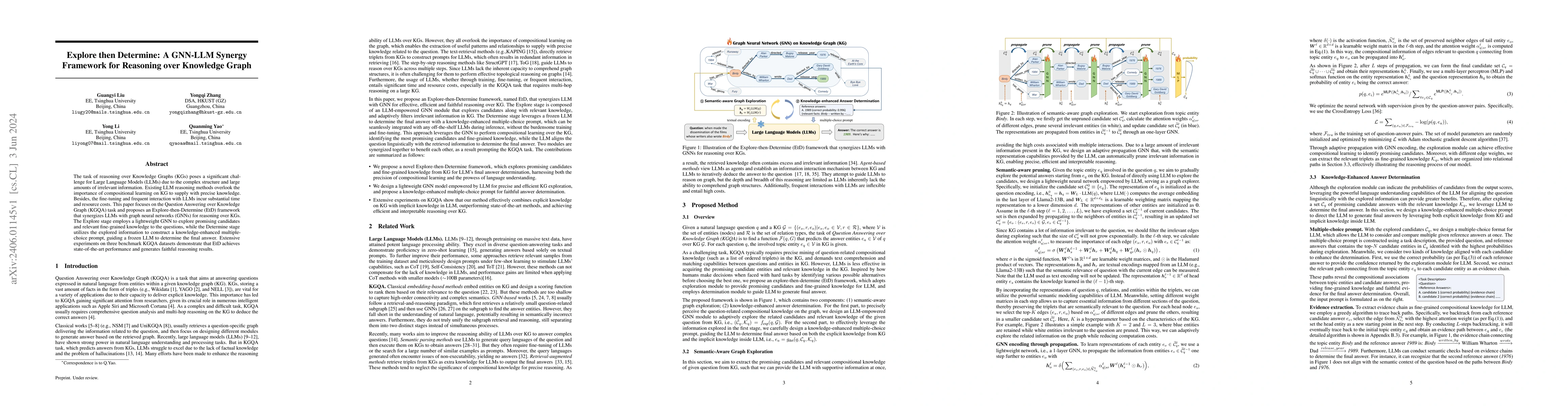 Thumbnail for Explore then Determine: A GNN-LLM Synergy Framework for Reasoning over
  Knowledge Graph