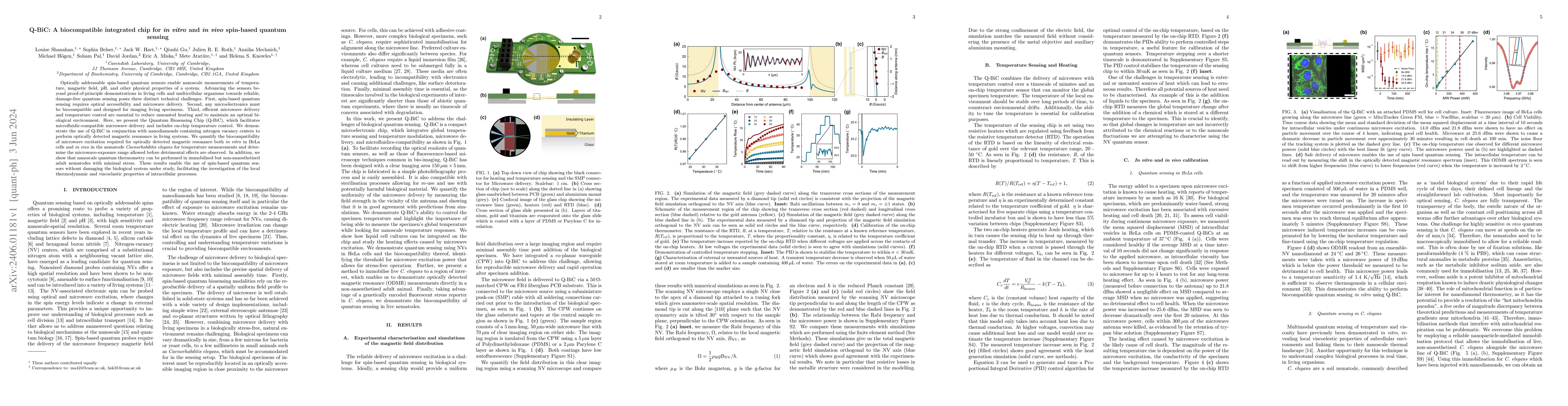 Thumbnail for Q-BiC: A biocompatible integrated chip for in vitro and in vivo
  spin-based quantum sensing
