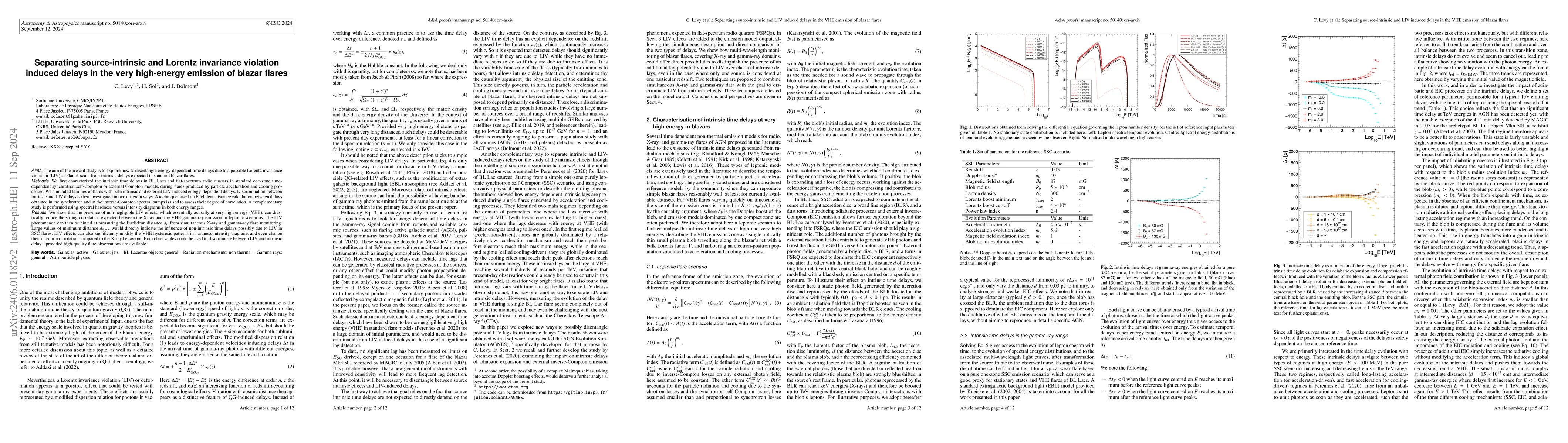Thumbnail for Separating source-intrinsic and Lorentz invariance violation induced
  delays in the very high energy emission of blazar flares