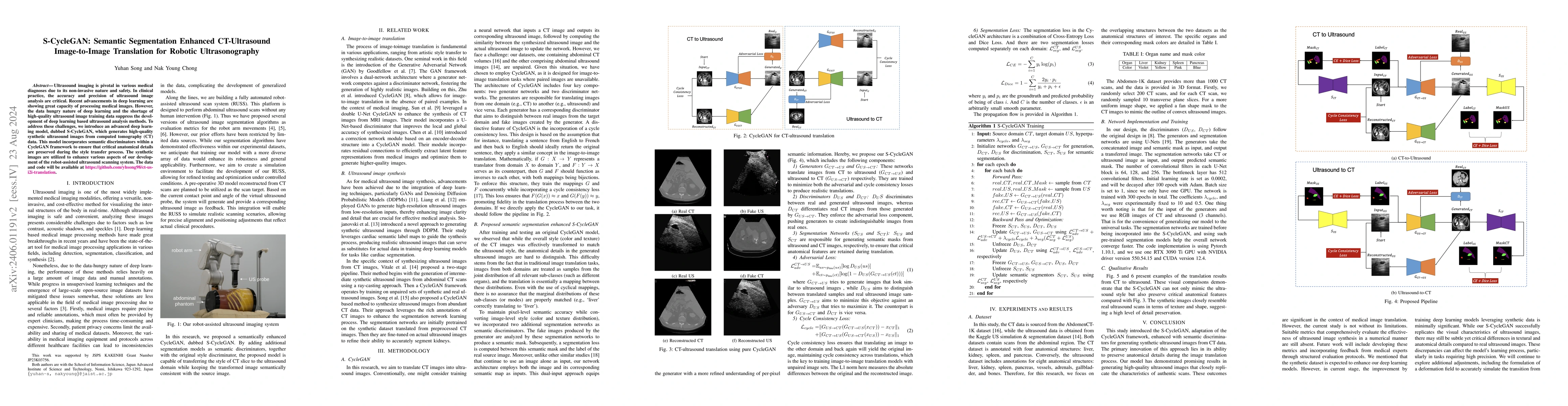 Thumbnail for S-CycleGAN: Semantic Segmentation Enhanced CT-Ultrasound Image-to-Image
  Translation for Robotic Ultrasonography