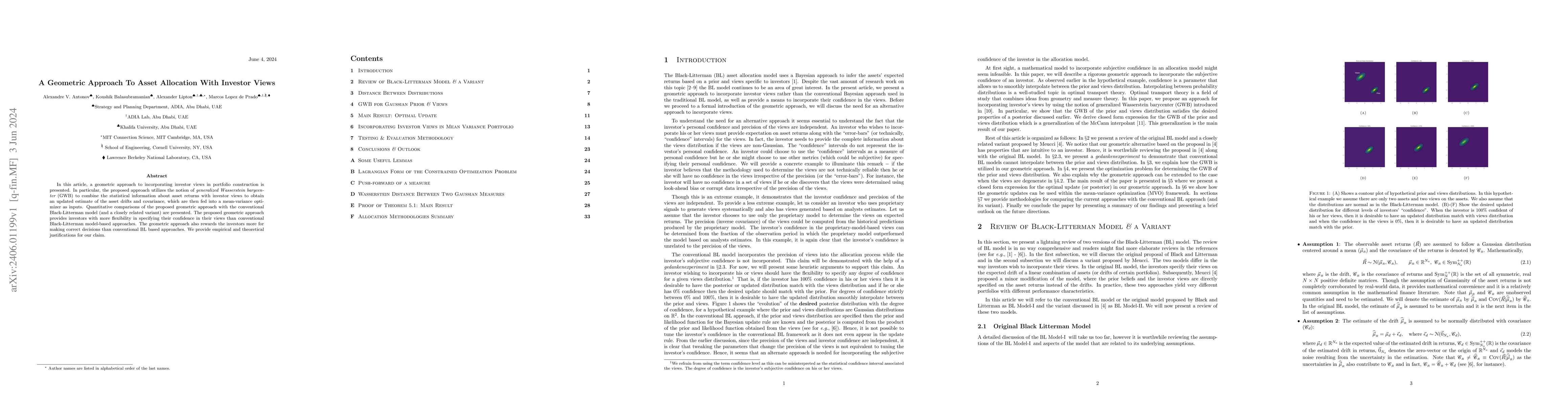 Thumbnail for A Geometric Approach To Asset Allocation With Investor Views