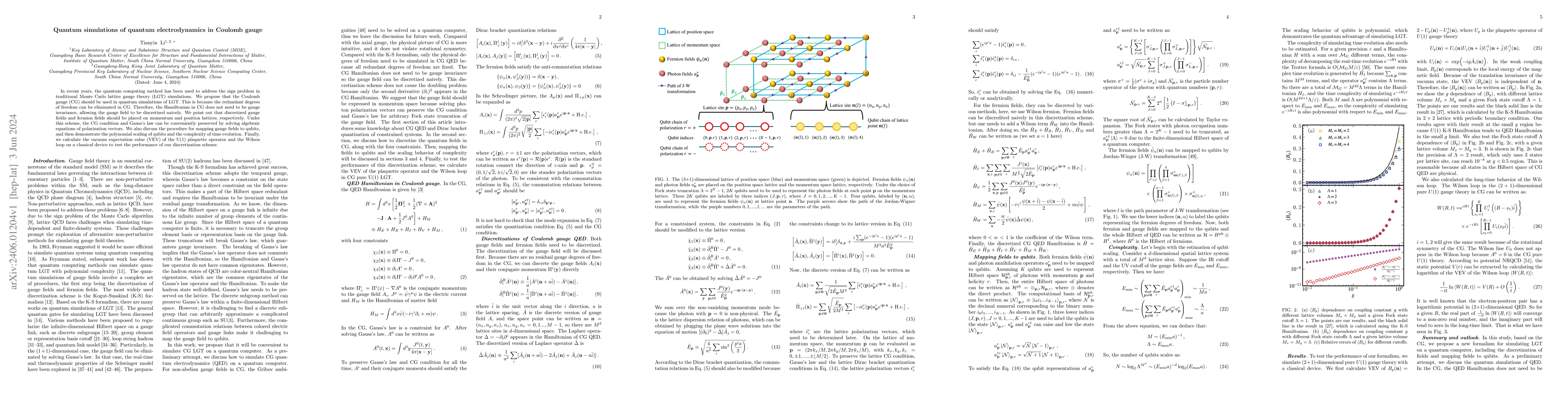 Thumbnail for Quantum simulations of quantum electrodynamics in Coulomb gauge