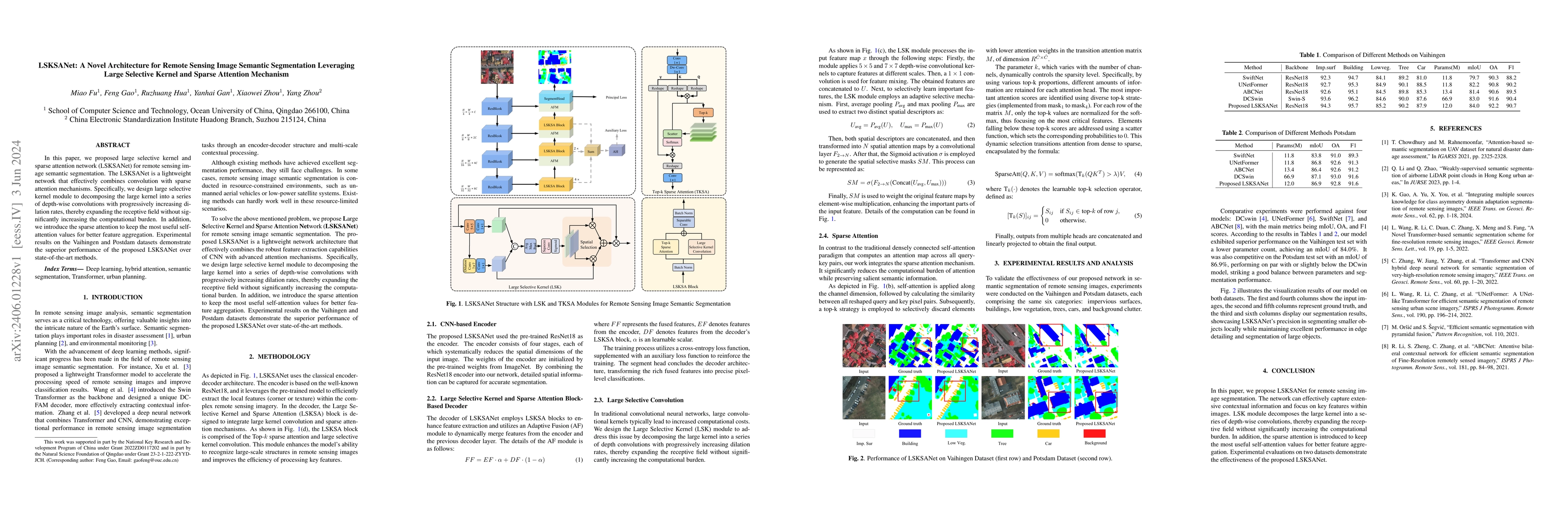 Thumbnail for LSKSANet: A Novel Architecture for Remote Sensing Image Semantic
  Segmentation Leveraging Large Selective Kernel and Sparse Attention Mechanism
