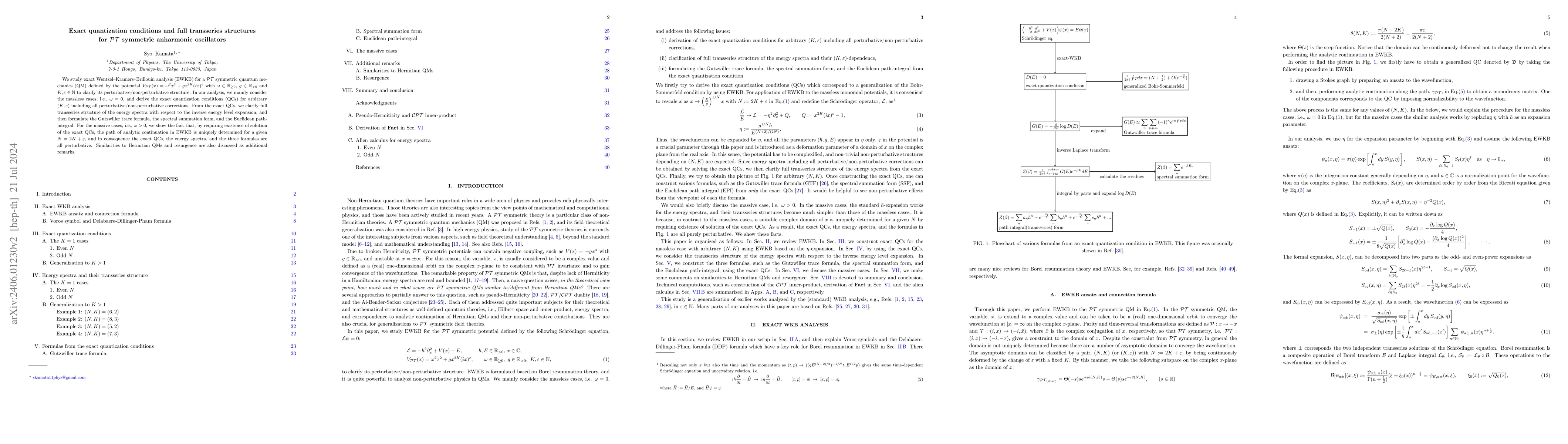 Thumbnail for Exact quantization conditions and full transseries structures for ${\cal
  PT}$ symmetric anharmonic oscillators