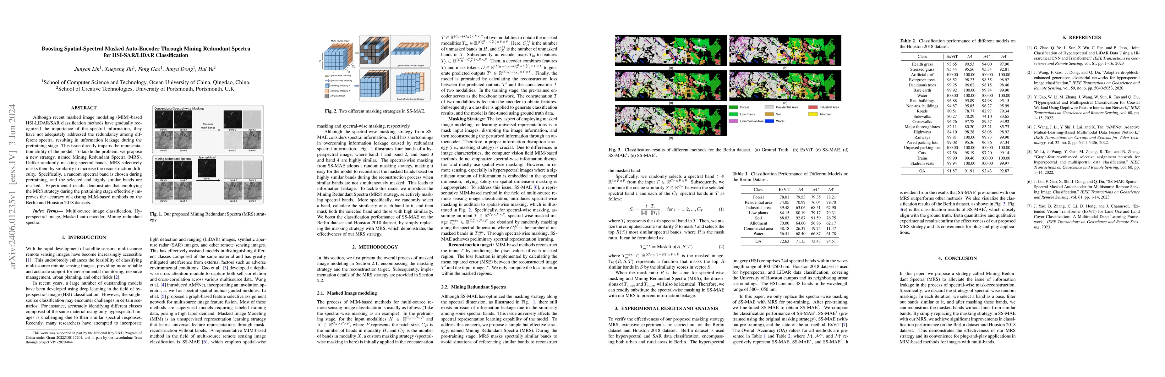 Thumbnail for Boosting Spatial-Spectral Masked Auto-Encoder Through Mining Redundant
  Spectra for HSI-SAR/LiDAR Classification