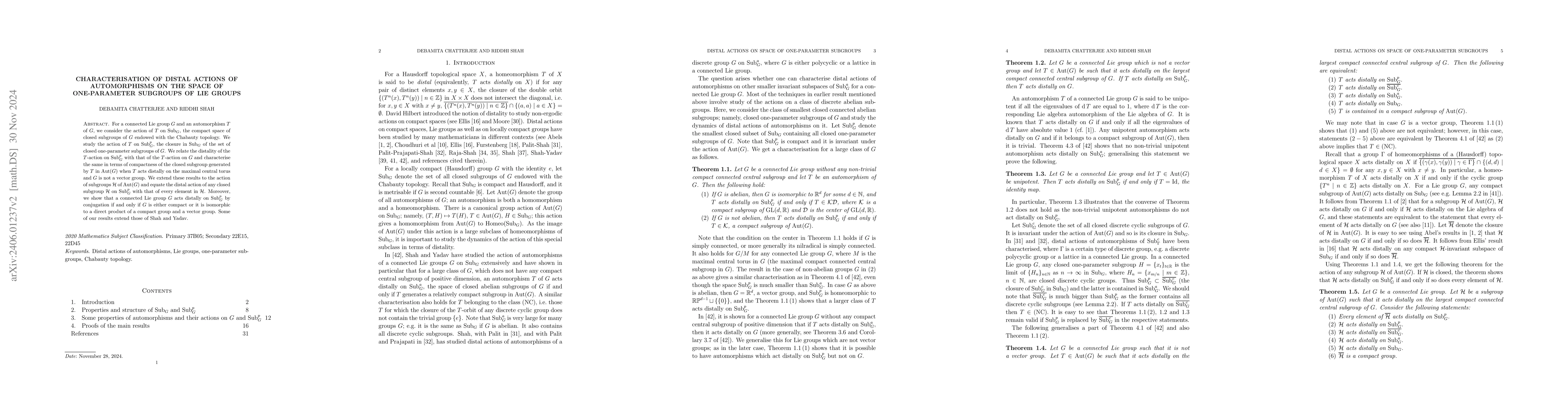 Thumbnail for Charactarisation of distal actions of automorphisms on the space of
  one-parameter subgroups of Lie groups