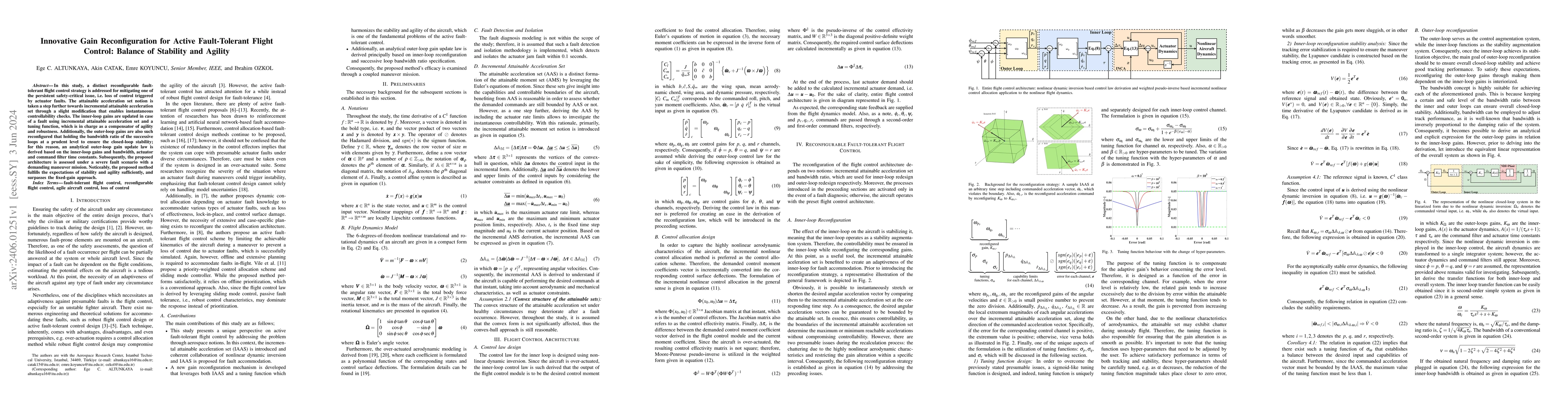 Thumbnail for Innovative Gain Reconfiguration for Active Fault-Tolerant Flight
  Control: Balance of Stability and Agility