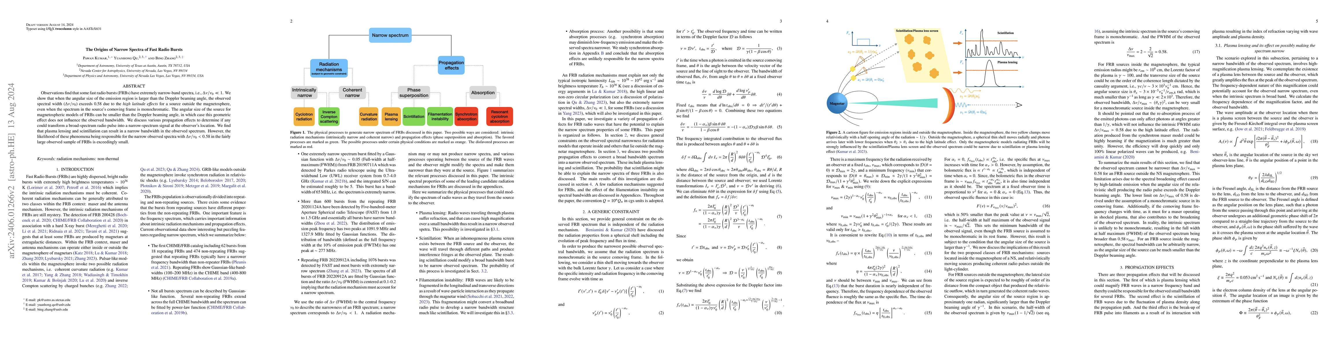 Thumbnail for The Origins of Narrow Spectra of Fast Radio Bursts