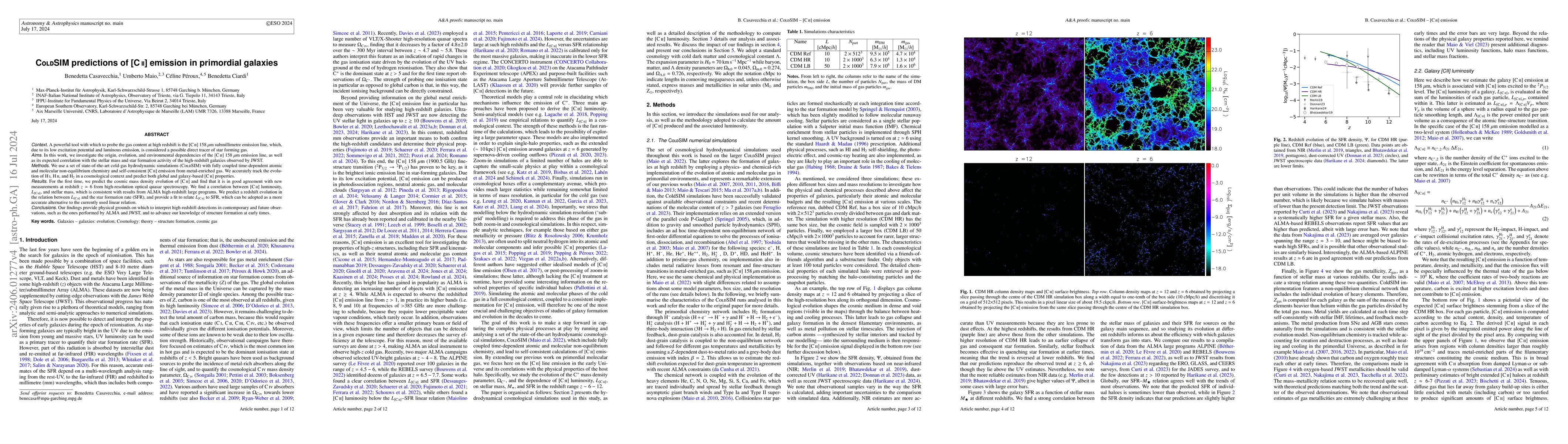 Thumbnail for ColdSIM predictions of [C II] emission in primordial galaxies