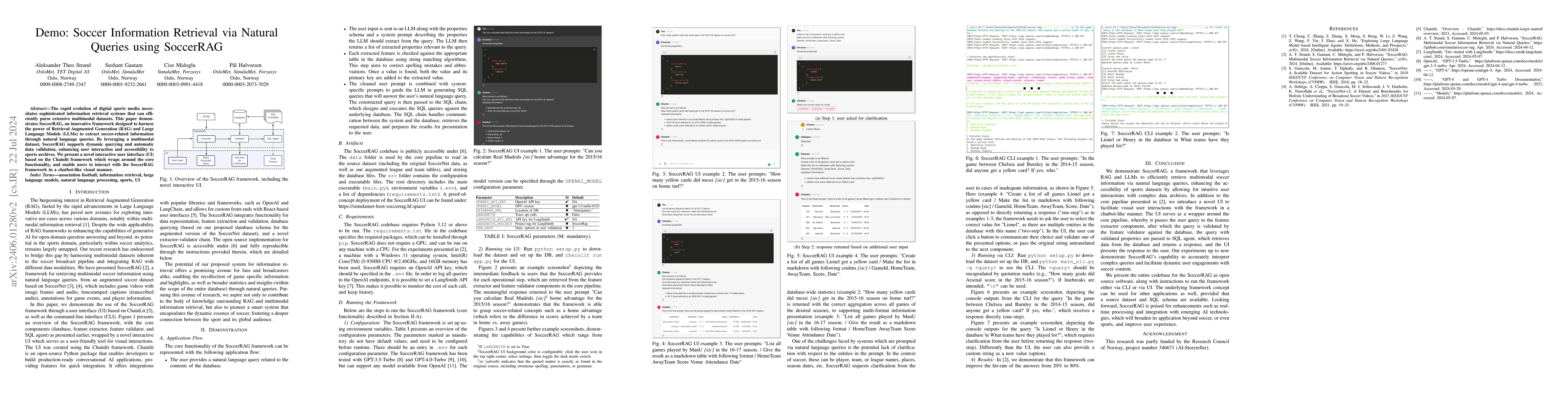 Thumbnail for Demo: Soccer Information Retrieval via Natural Queries using SoccerRAG
