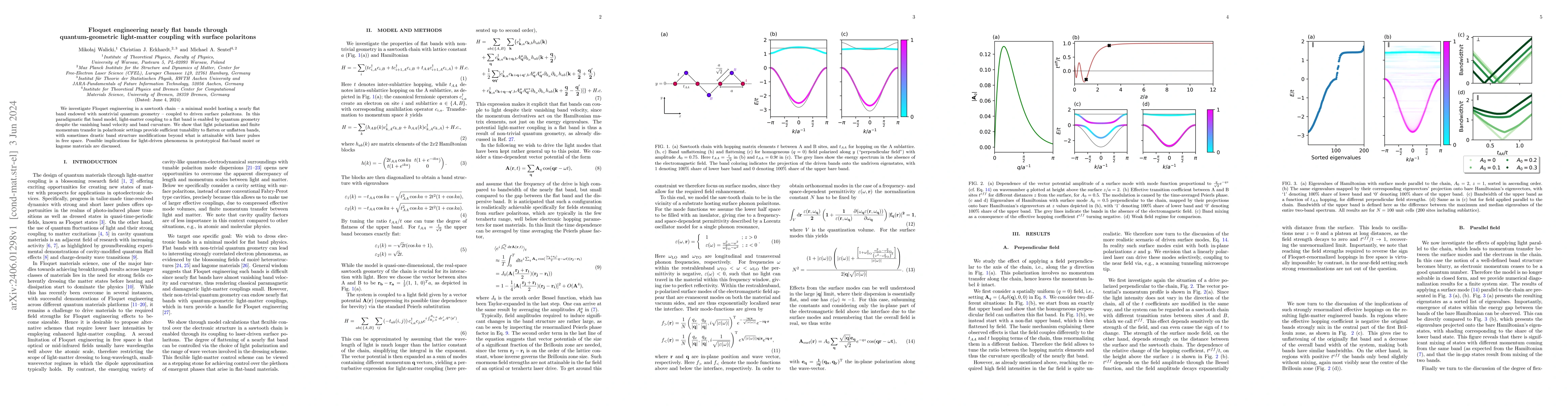 Thumbnail for Floquet engineering nearly flat bands through quantum-geometric
  light-matter coupling with surface polaritons