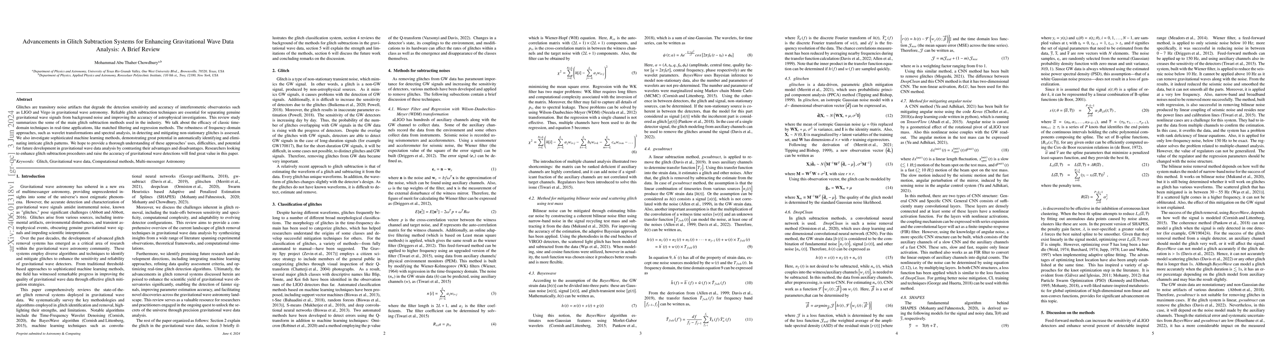 Thumbnail for Advancements in Glitch Subtraction Systems for Enhancing Gravitational
  Wave Data Analysis: A Brief Review
