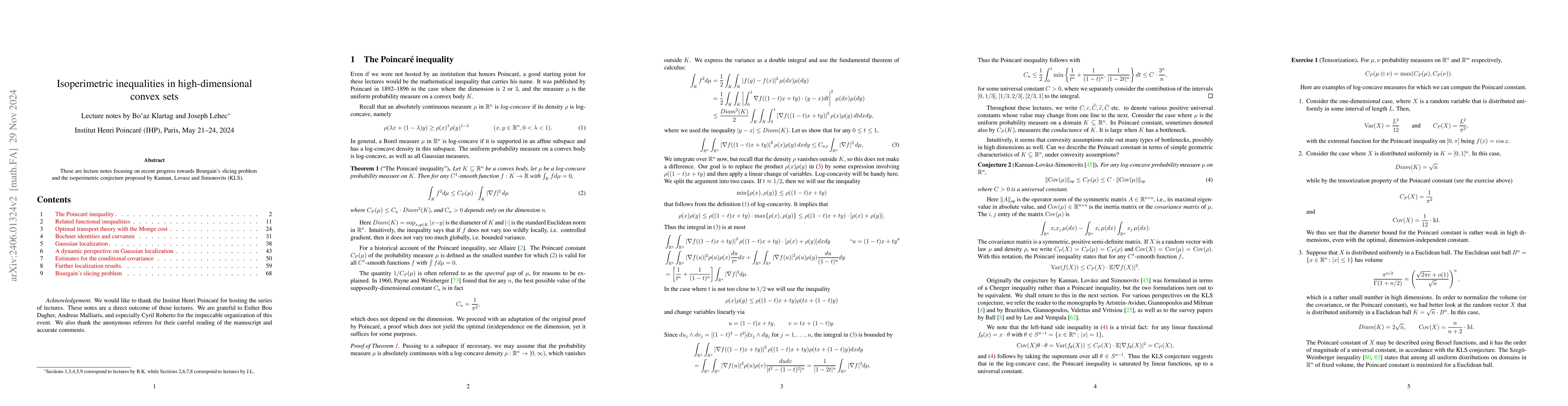 Thumbnail for Isoperimetric inequalities in high-dimensional convex sets
