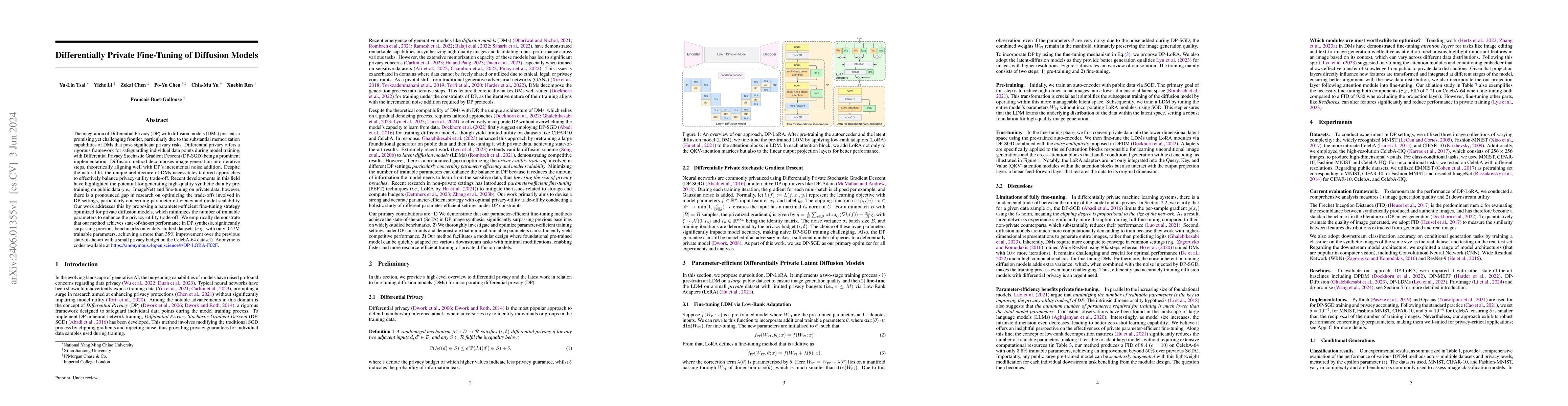 Thumbnail for Differentially Private Fine-Tuning of Diffusion Models