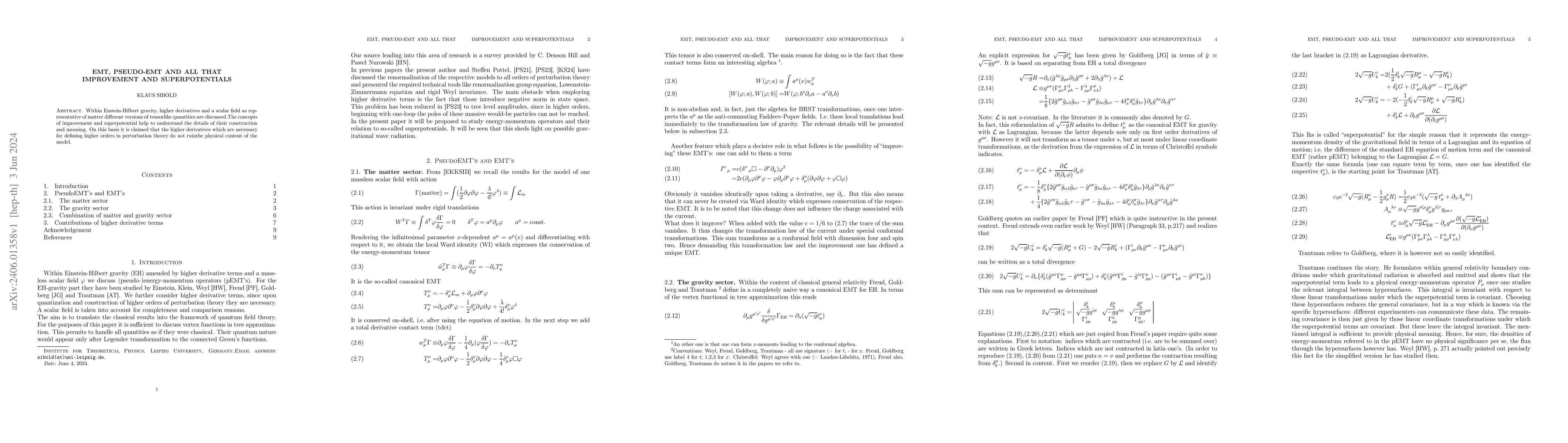 Thumbnail for EMT,Pseudo-EMT and all that Improvement and Superpotentials