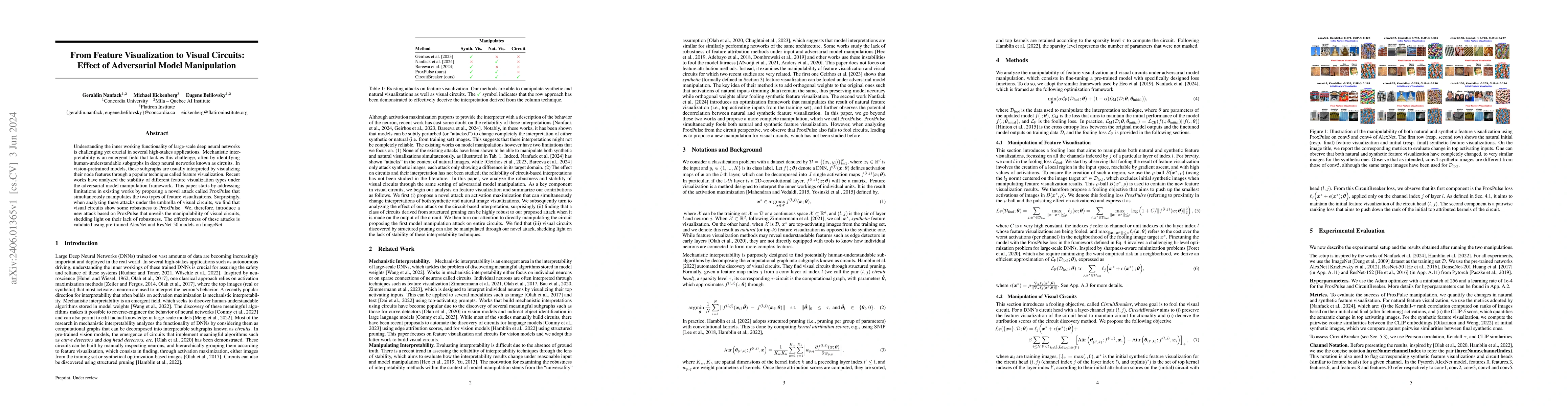 Thumbnail for From Feature Visualization to Visual Circuits: Effect of Adversarial
  Model Manipulation