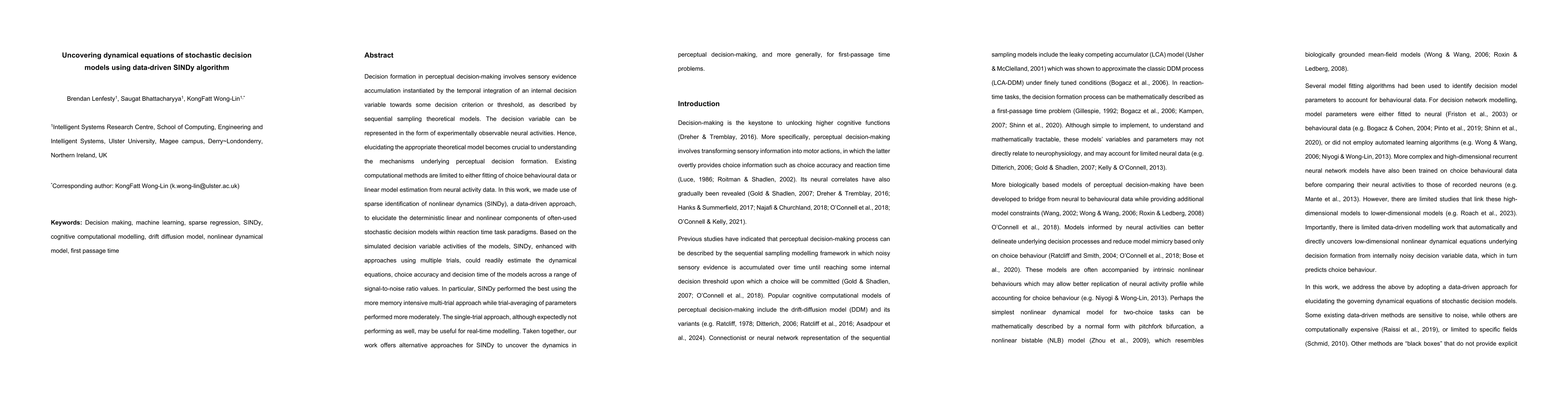 Thumbnail for Uncovering dynamical equations of stochastic decision models using
  data-driven SINDy algorithm