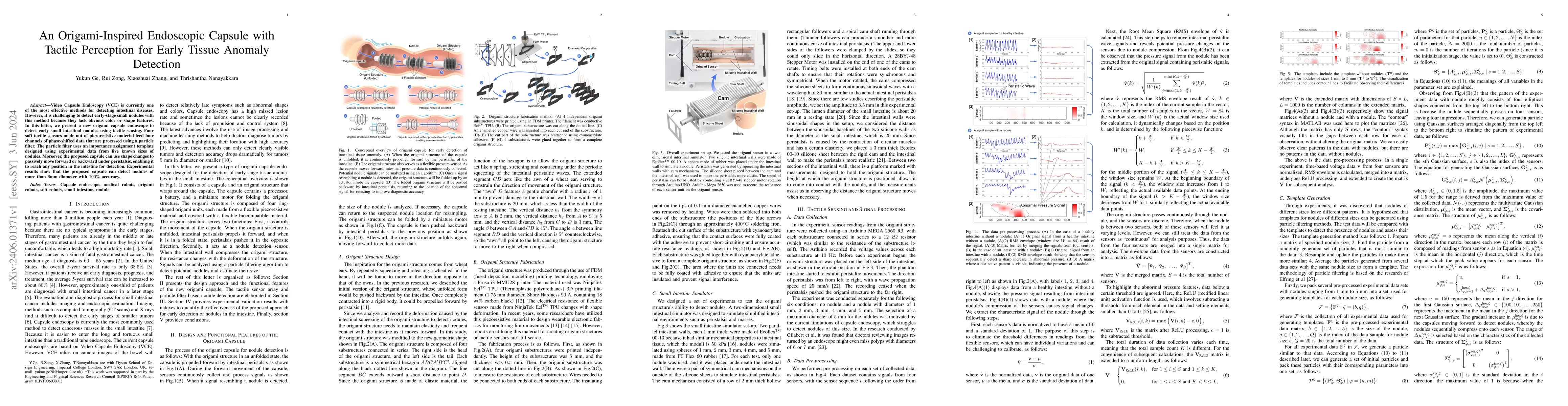 Thumbnail for An Origami-Inspired Endoscopic Capsule with Tactile Perception for Early
  Tissue Anomaly Detection