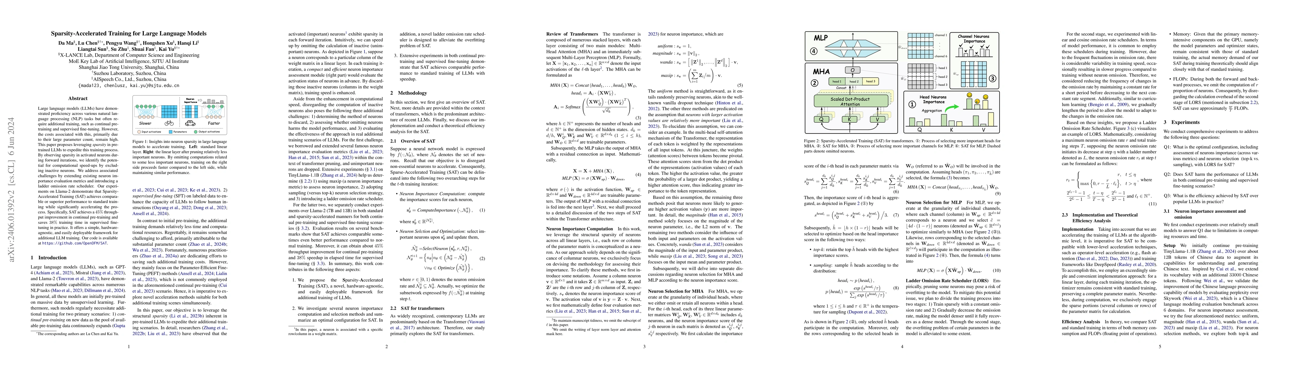 Thumbnail for Sparsity-Accelerated Training for Large Language Models