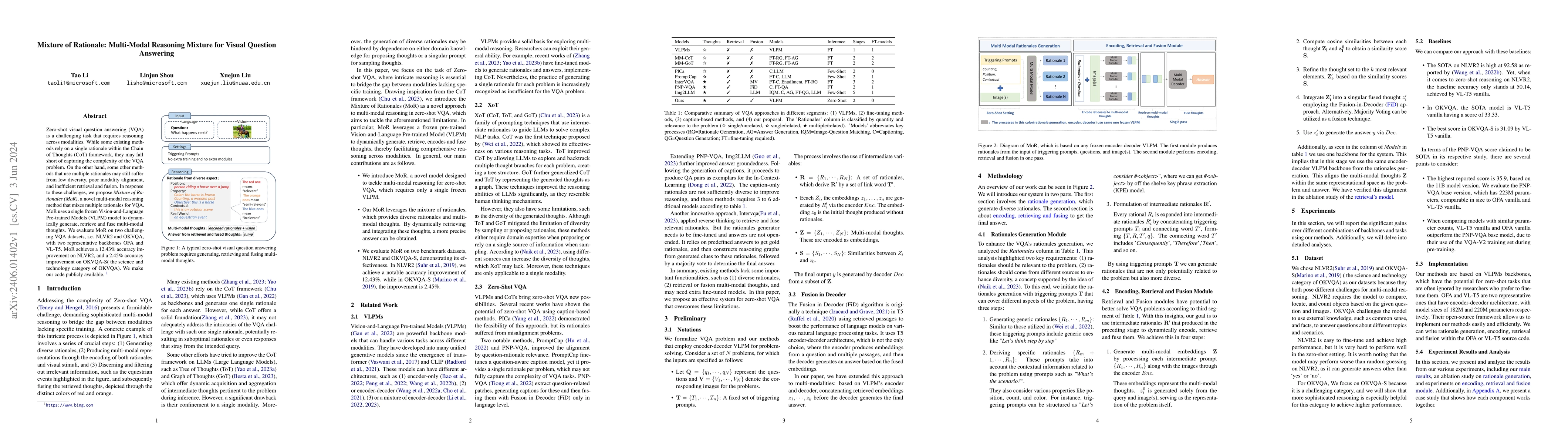 Thumbnail for Mixture of Rationale: Multi-Modal Reasoning Mixture for Visual Question
  Answering