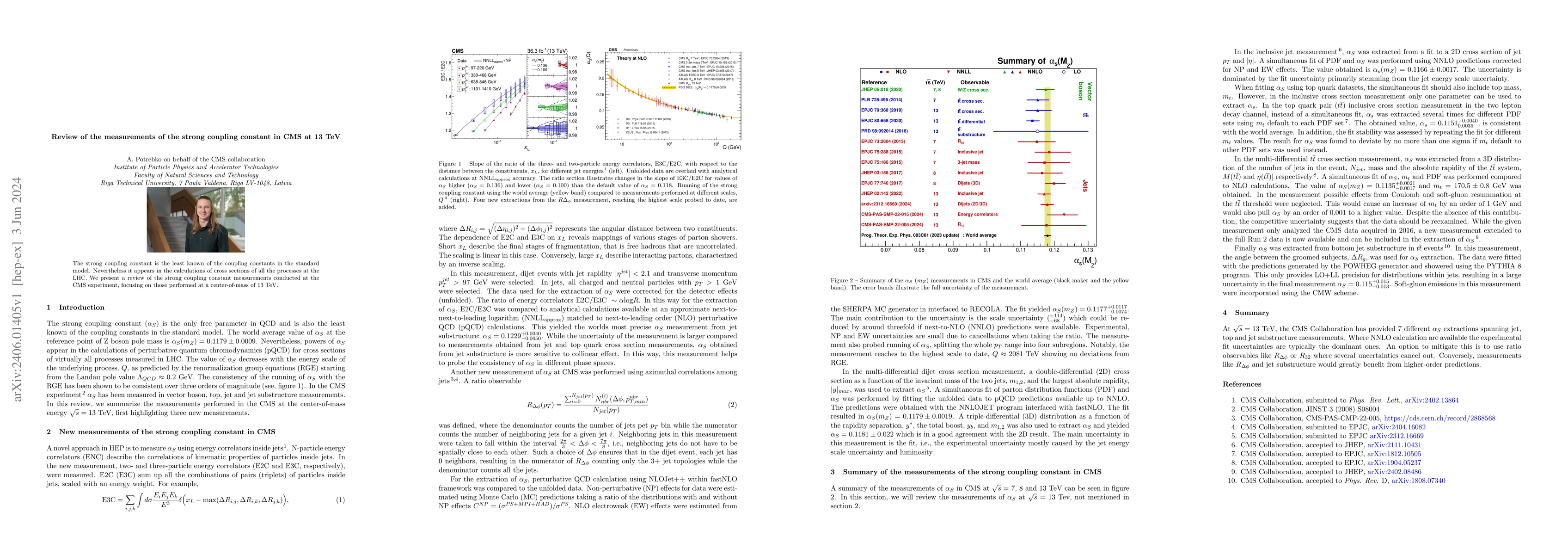 Thumbnail for Review of the measurements of the strong coupling constant in CMS at 13
  TeV. Contribution to the 2024 QCD session of the 58th Rencontres de Moriond